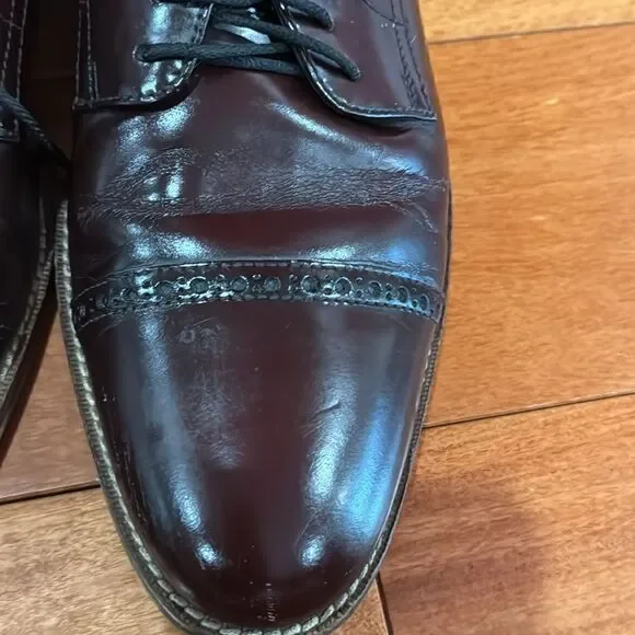Cole Haan Mens Cap Toe C10840 Burgundy Leather Lace-up Oxfords Madison SZ 10.5M - Picture 8 of 15